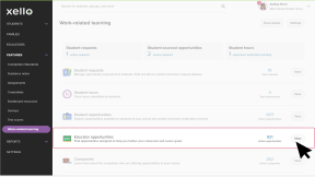 Educator opportunities highlighted on the WBL dashboard
